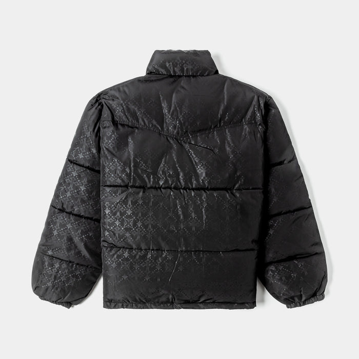 Quilted Cross Puffer Mens Jacket (Black/Black)