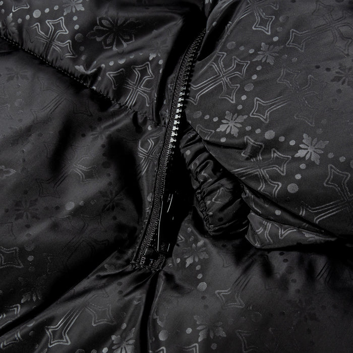 Quilted Cross Puffer Mens Jacket (Black/Black)