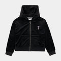 Relaxed Velour Zip Womens Hoodie (Liquorice)