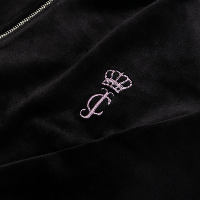 Relaxed Velour Zip Womens Hoodie (Liquorice)