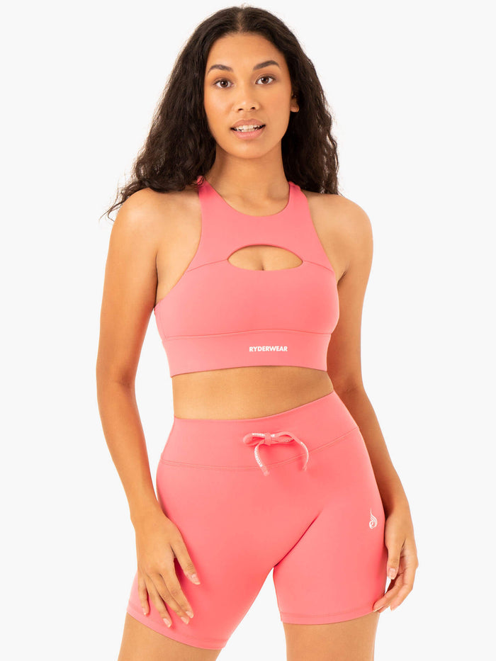 Replay Cut Out Sports Bra - Coral Clothing Ryderwear