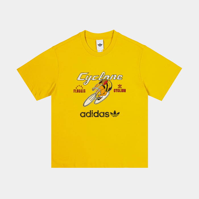 Retro Cyclone Womens Short Sleeve Shirt (Yellow/White)