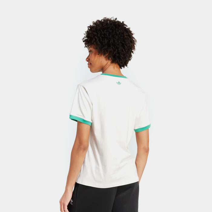 Retro Tennis Womens Short Sleeve Shirt (Cloud White/Green)