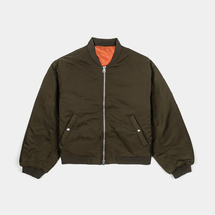 Reversible Bomber Mens Jacket (Olive/Orange)