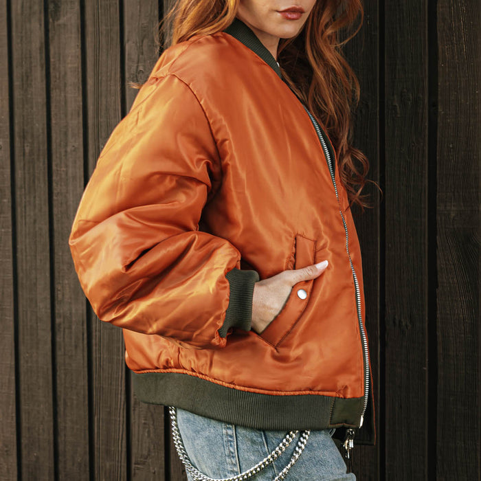 Reversible Bomber Mens Jacket (Olive/Orange)