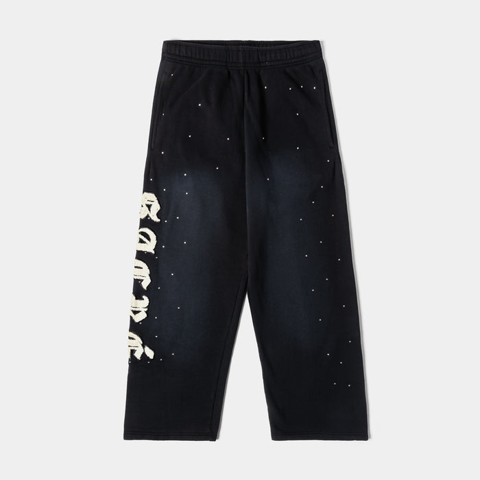 Rhinestone Soft Fleece Womens Pants (Black/Cream)