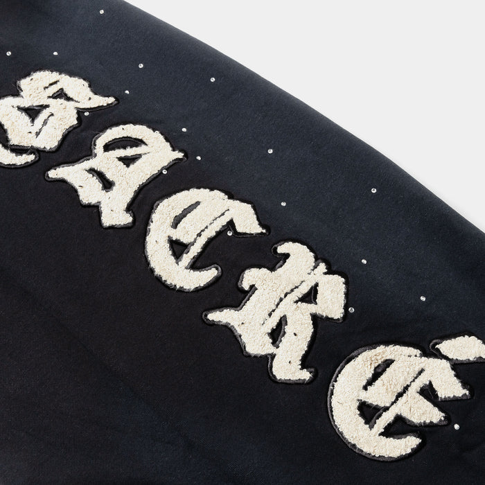 Rhinestone Soft Fleece Womens Pants (Black/Cream)