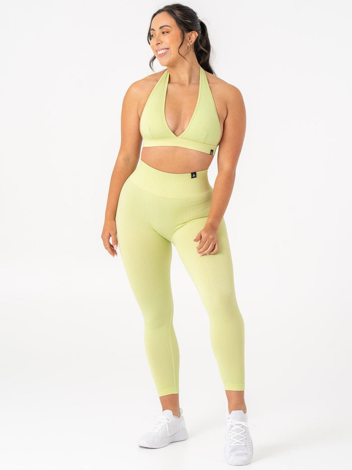 Rib Scrunch Seamless Leggings - Lime Clothing Ryderwear