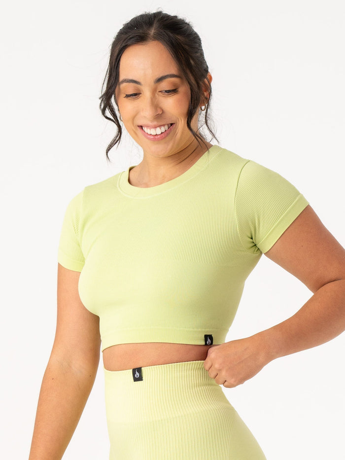 Rib Seamless T-Shirt - Lime Clothing Ryderwear