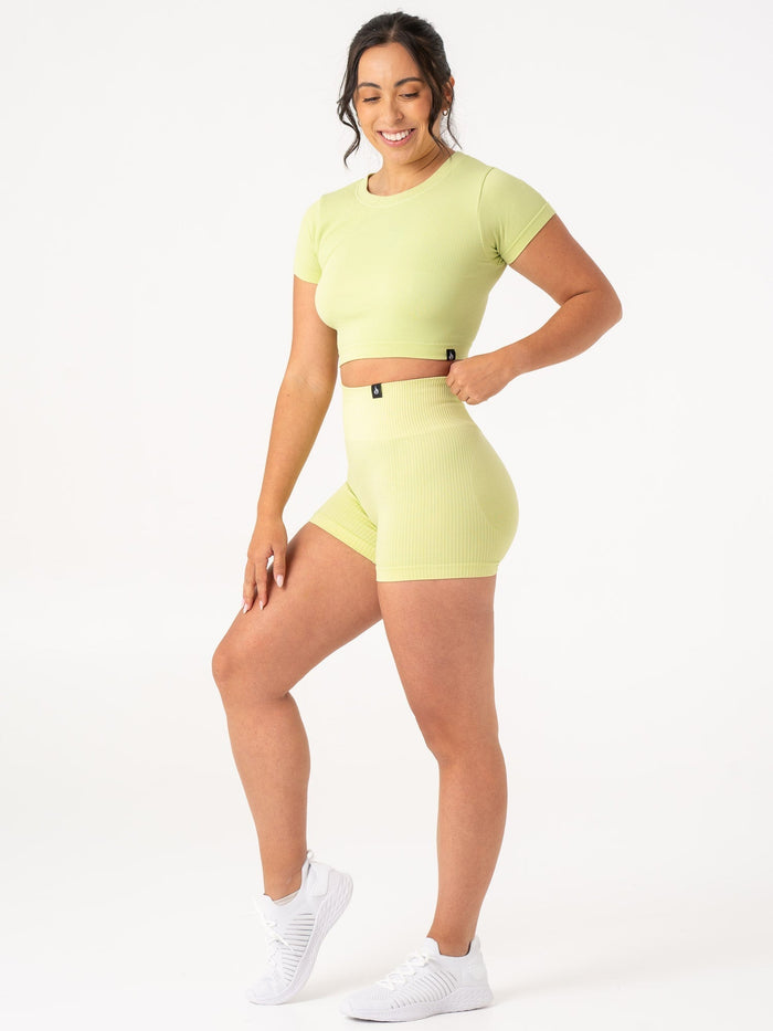Rib Seamless T-Shirt - Lime Clothing Ryderwear
