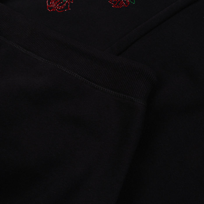 Roses Wide Leg Track Womens Pants (Black)