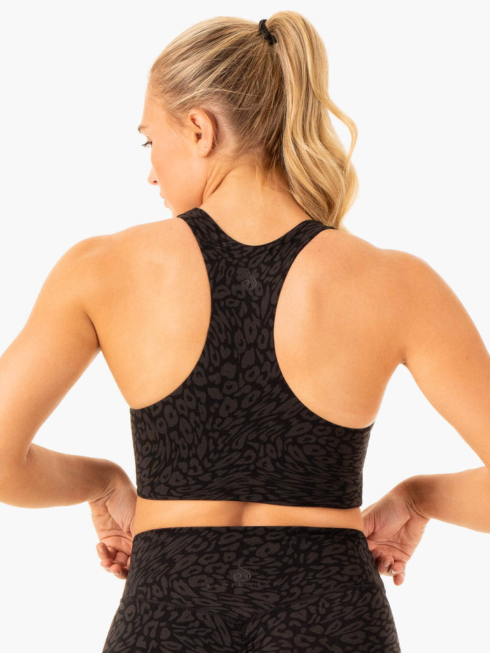 Rotation Sports Bra - Black Leopard Clothing Ryderwear