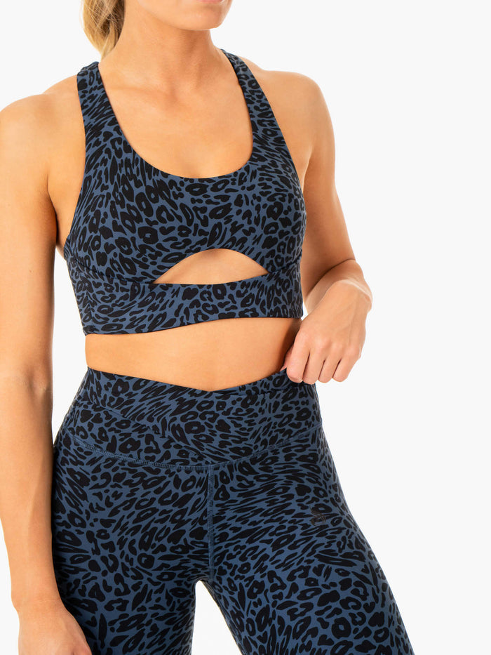 Rotation Sports Bra - Navy Leopard Clothing Ryderwear