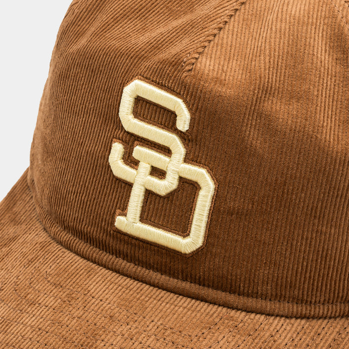 San Diego Padres Golfer Snapback Mens Hat (Khaki/White)
