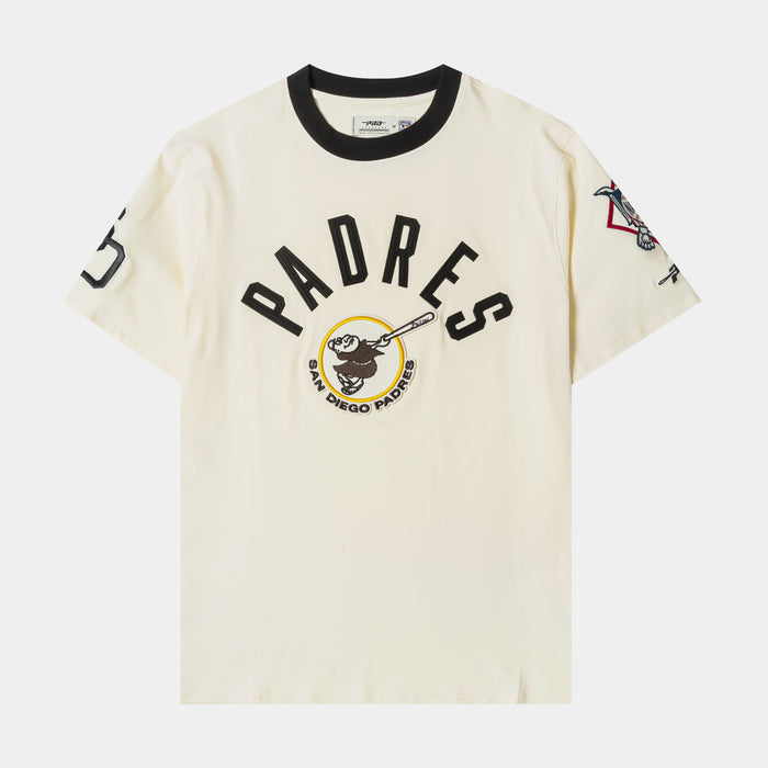 San Diego Padres Originals Ringer Mens Short Sleeve Shirt (Beige/Black)