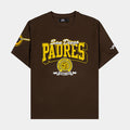 San Diego Padres Team Badge Mens Short Sleeve Shirt (Brown/Yellow)