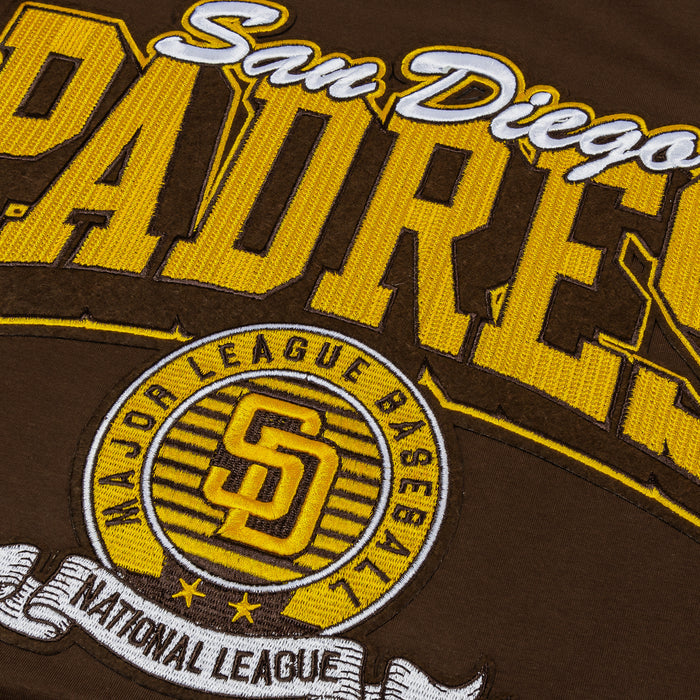 San Diego Padres Team Badge Mens Short Sleeve Shirt (Brown/Yellow)