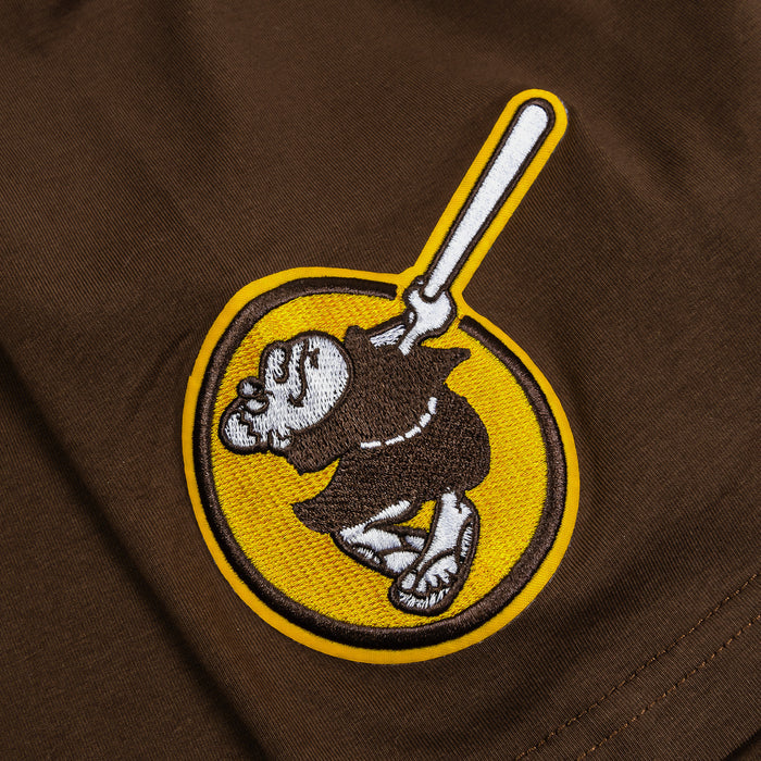 San Diego Padres Team Badge Mens Short Sleeve Shirt (Brown/Yellow)