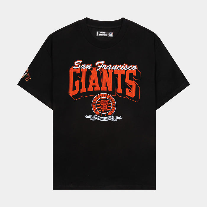 San Francisco Giants Team Badge Mens Short Sleeve Shirt (Black/Orange)
