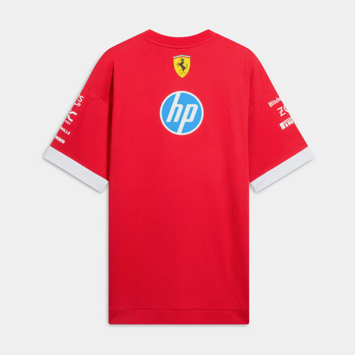 Scuderia Ferrari 2025 Driver Mens Short Sleeve Shirt (Dark Cherry/White)