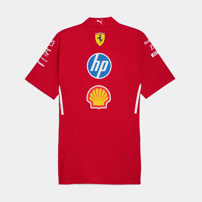 Scuderia Ferrari 2025 Team Mens Short Sleeve Shirt (Dark Cherry/White)