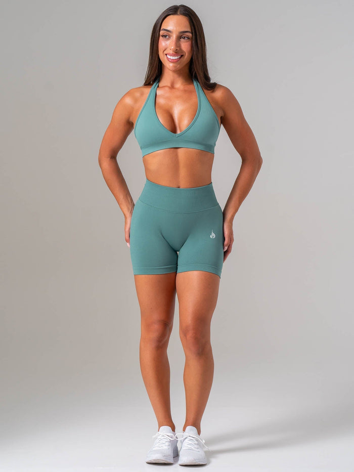 Sculpt Seamless Halter Bra - Aquamarine Clothing Ryderwear