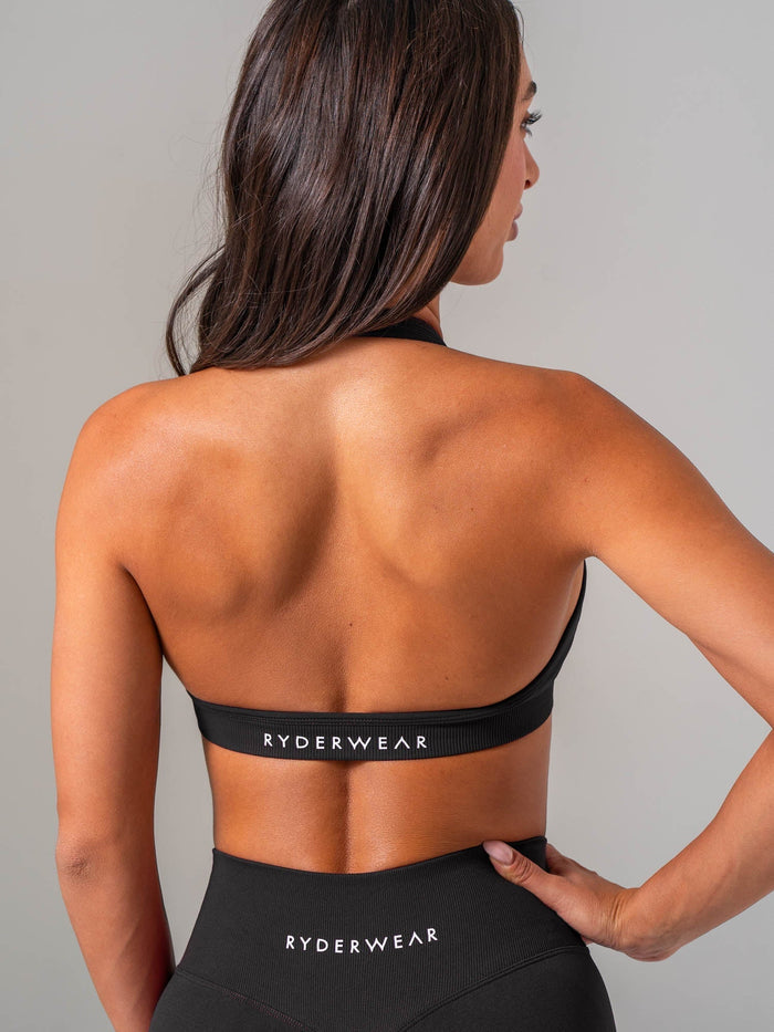 Sculpt Seamless Halter Bra - Black Clothing Ryderwear