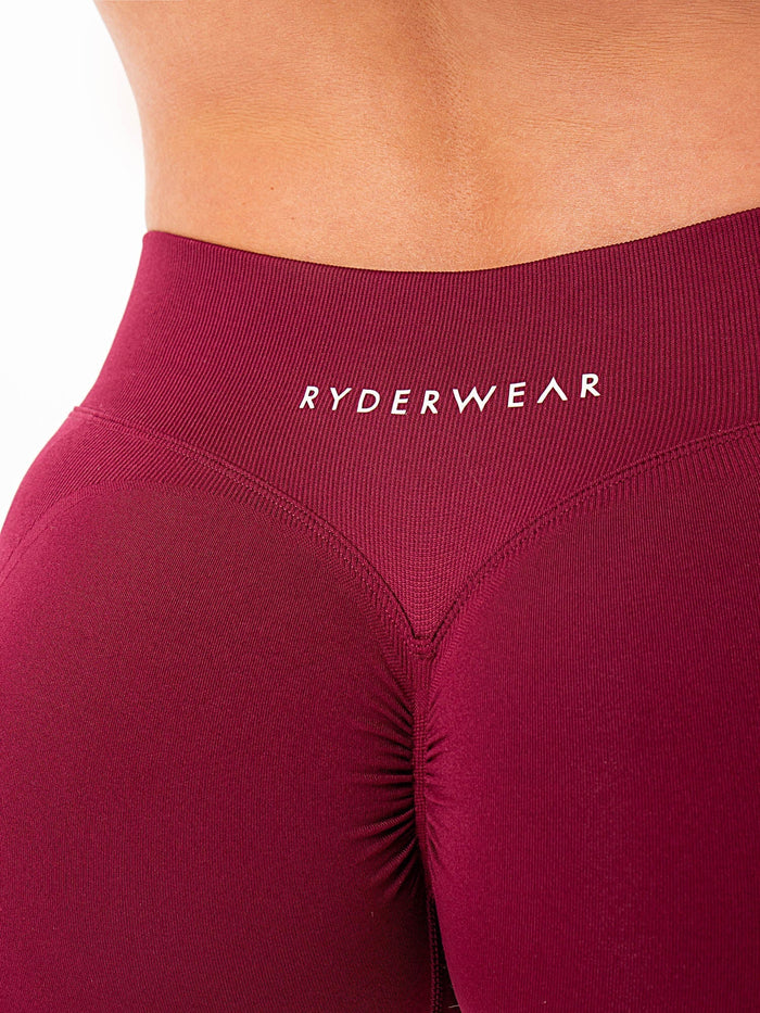 Sculpt Seamless Mini Mid Rise Shorts - Cranberry Clothing Ryderwear
