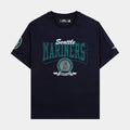 Seattle Mariners Team Badge Mens Short Sleeve Shirt (Black/Blue)