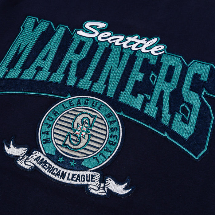 Seattle Mariners Team Badge Mens Short Sleeve Shirt (Black/Blue)