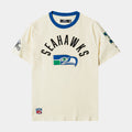 Seattle Seahawks Modern Originals Ringer Mens Short Sleeve Shirt (Beige/Blue)