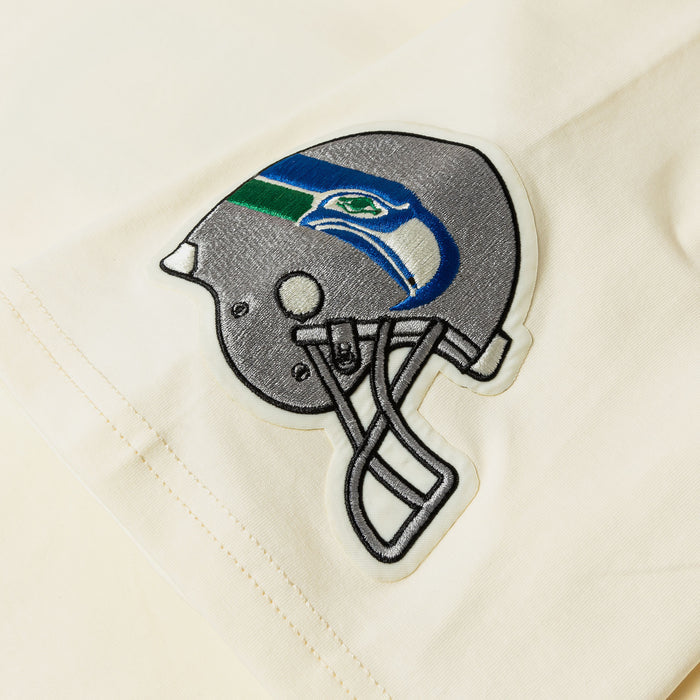 Seattle Seahawks Modern Originals Ringer Mens Short Sleeve Shirt (Beige/Blue)