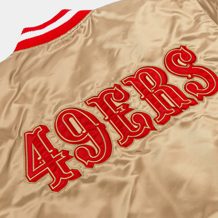 Shoe Palace Exclusive 49ers Satin Varsity Mens Jacket (Gold/Red)