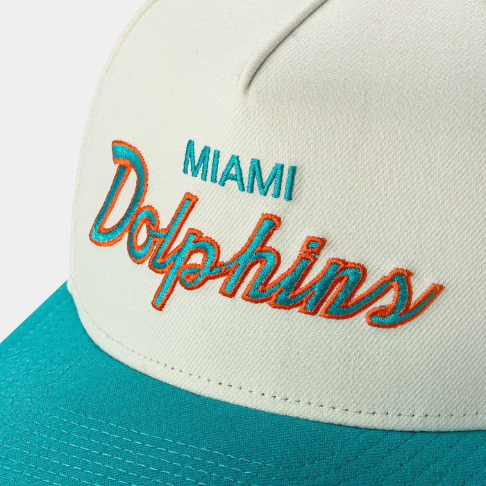 Shoe Palace Exclusive Miami Dolphins Script 950AF Snapback Mens Hat (Chrome/Black)