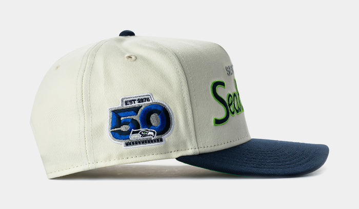 Shoe Palace Exclusive Seattle Seahawks Script 950AF Snapback Mens Hat (Chrome/Black)