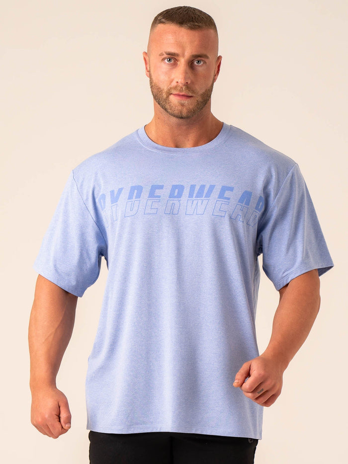 Soft Tech Oversized T-Shirt - Blue Marl Clothing Ryderwear