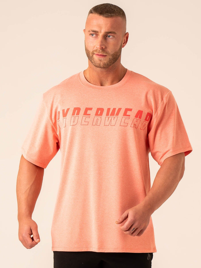 Soft Tech Oversized T-Shirt - Coral Marl Clothing Ryderwear