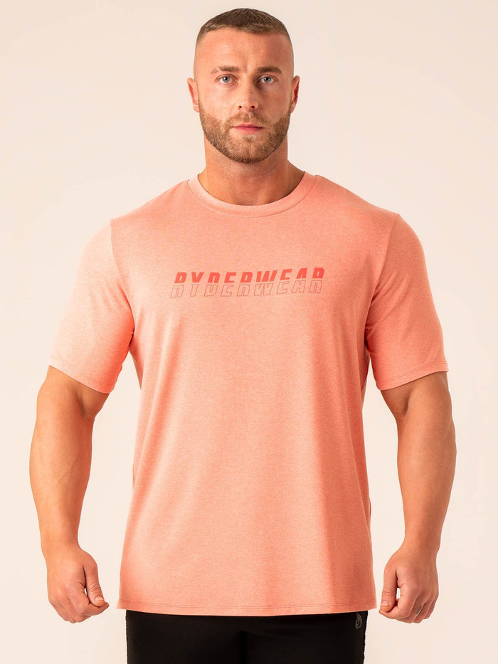 Soft Tech T-Shirt - Coral Marl Clothing Ryderwear