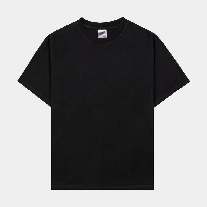 Solid Washed Out Mens Short Sleeve Shirt (Black)