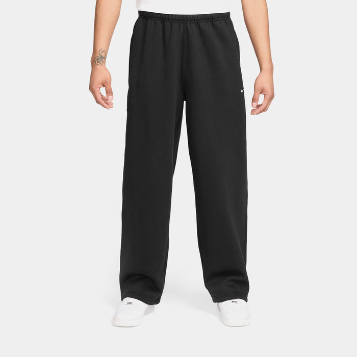 Solo Swoosh Fleece Open Hem Mens Pants (Black/Black/White)