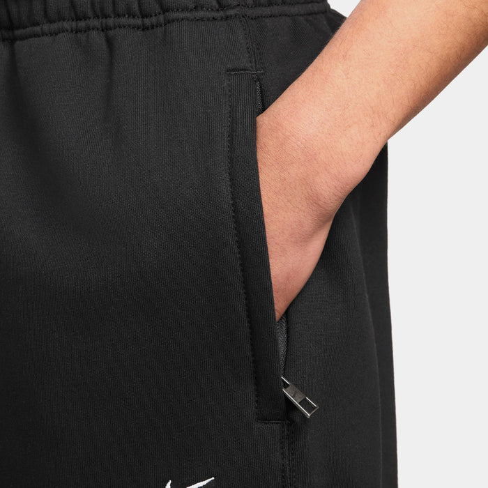 Solo Swoosh Fleece Open Hem Mens Pants (Black/Black/White)