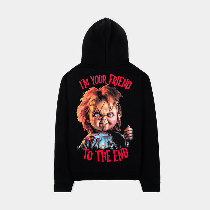 SP x Chucky Playtime Mask Full Zip Up Mens Hoodie (Black/Red)