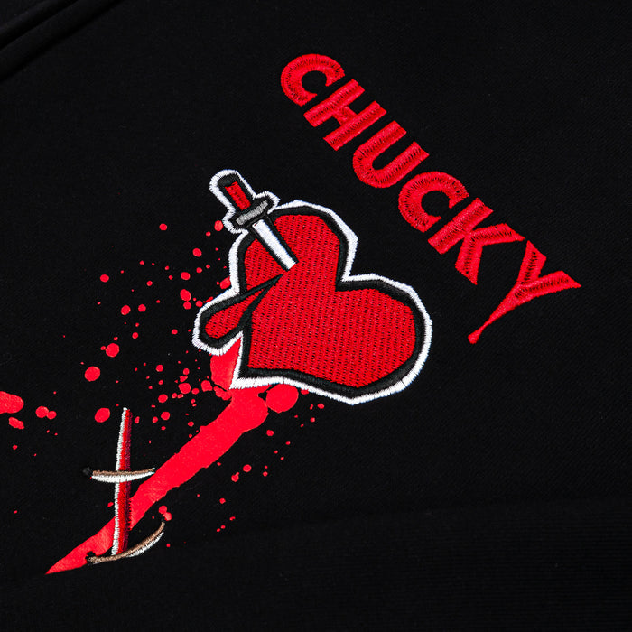 SP x Chucky Playtime Mask Full Zip Up Mens Hoodie (Black/Red)