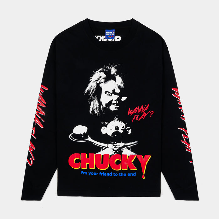 SP x Chucky Wanna Play Mens Long Sleeve Shirt (Black/Red)