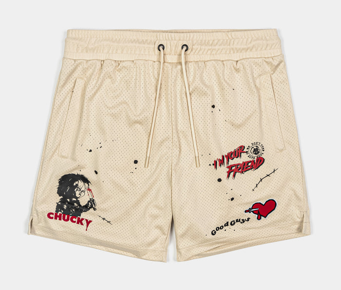 SP x Chucky Wanna Play Mesh Mens Shorts (Beige/Red)