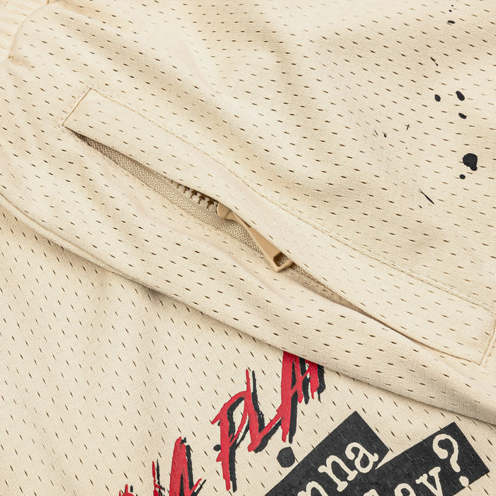 SP x Chucky Wanna Play Mesh Mens Shorts (Beige/Red)