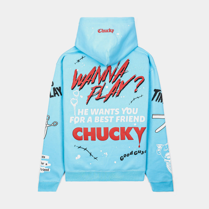 SP x Chucky Wanna Play Pullover Mens Hoodie (Blue/Red)