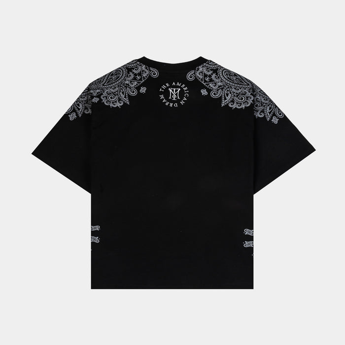 SP x Scarface Paisley All Over Print Mens Short Sleeve Shirt (Black/Grey)