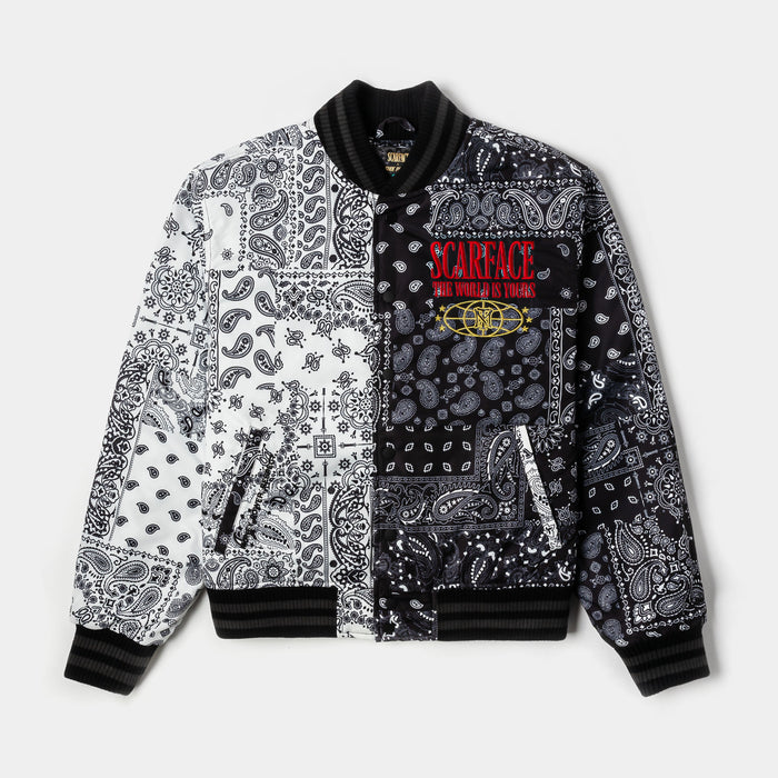 SP x Scarface Paisley Varsity Jacket (Black/White)