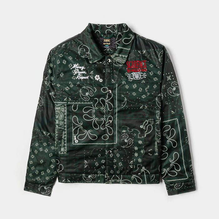 SP x Scarface Satin Paisley Mens Jacket (Green/White)